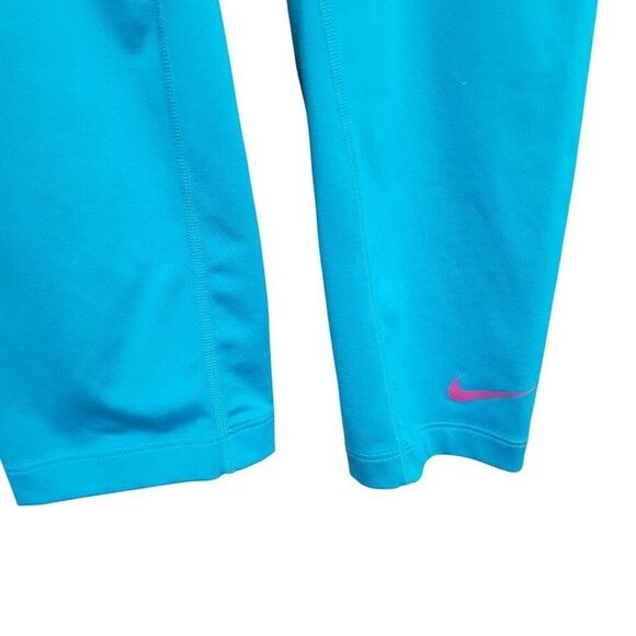 Nike Pro Combat Leggings Capri Teal Blue Training Pants Athletic 392370 Womens S - Picture 8 of 13